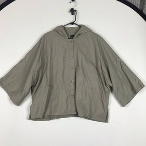 Eileen Fisher oversized kimono sleeve jacket hood